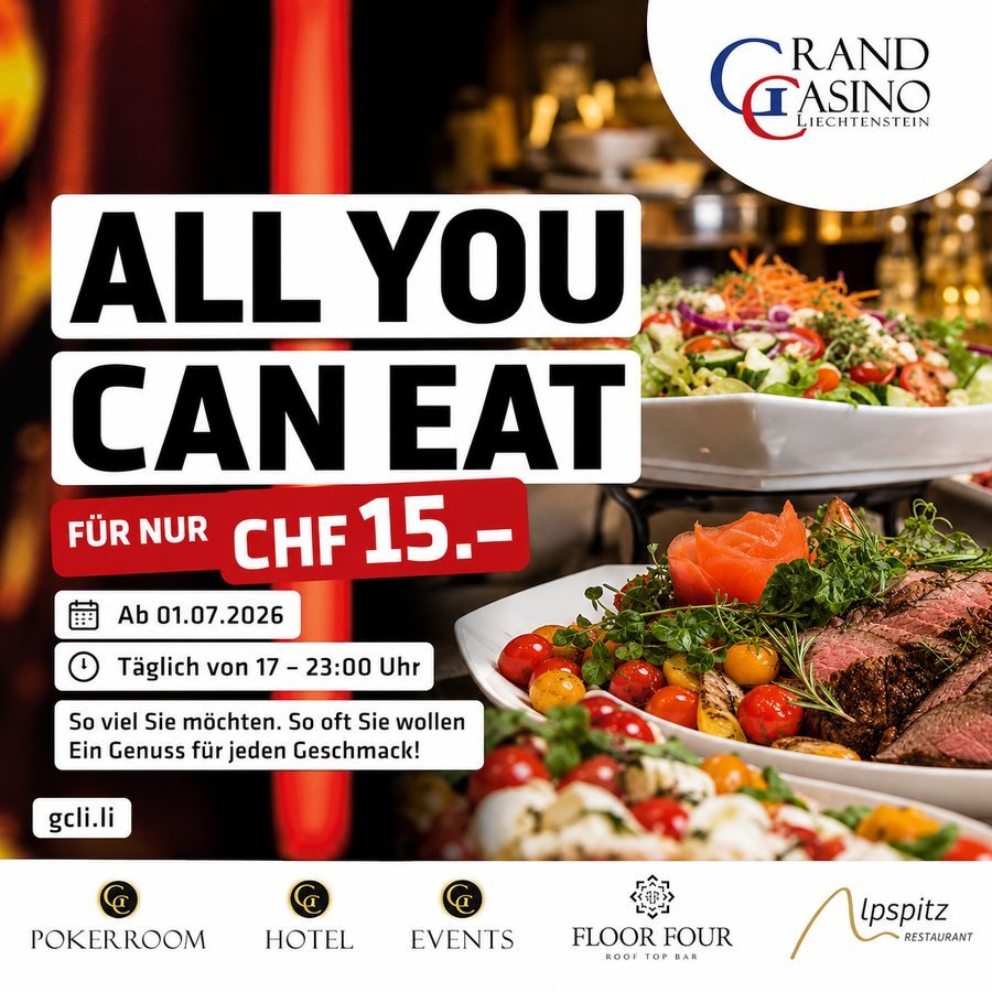 All you can eat für nur CHF 15, täglich von 17 bis 23 Uhr